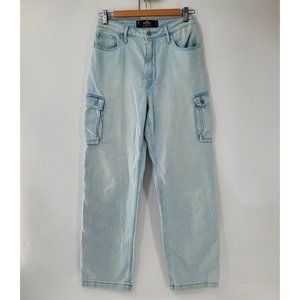Hollister Ultra‎ High Rise Dad Jeans Cargo Vintage Straight Light Blue Womens 5R